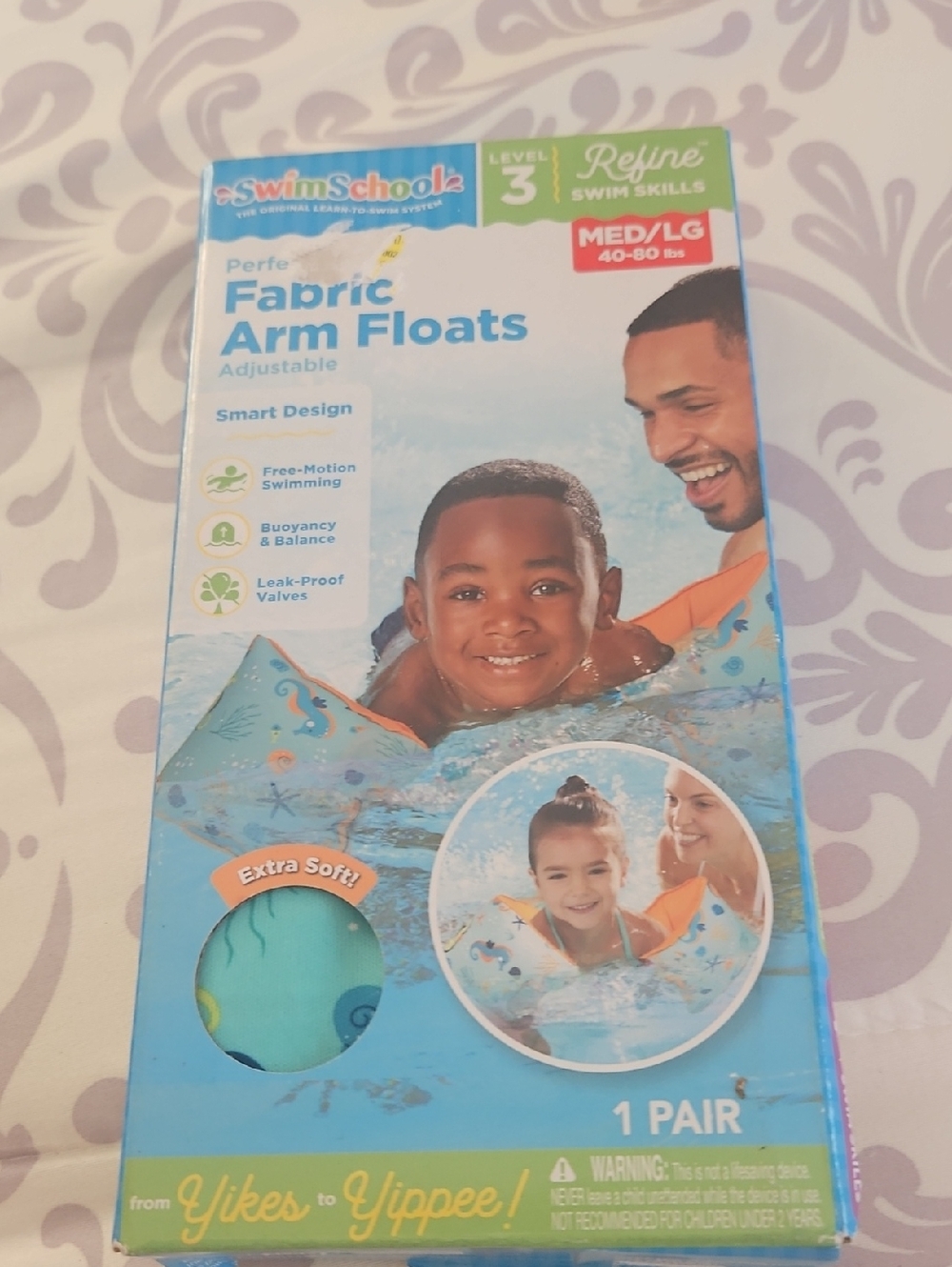 Swim School Fabric Arm Floats Med LARGE 49/80LBS NEW IN BOX